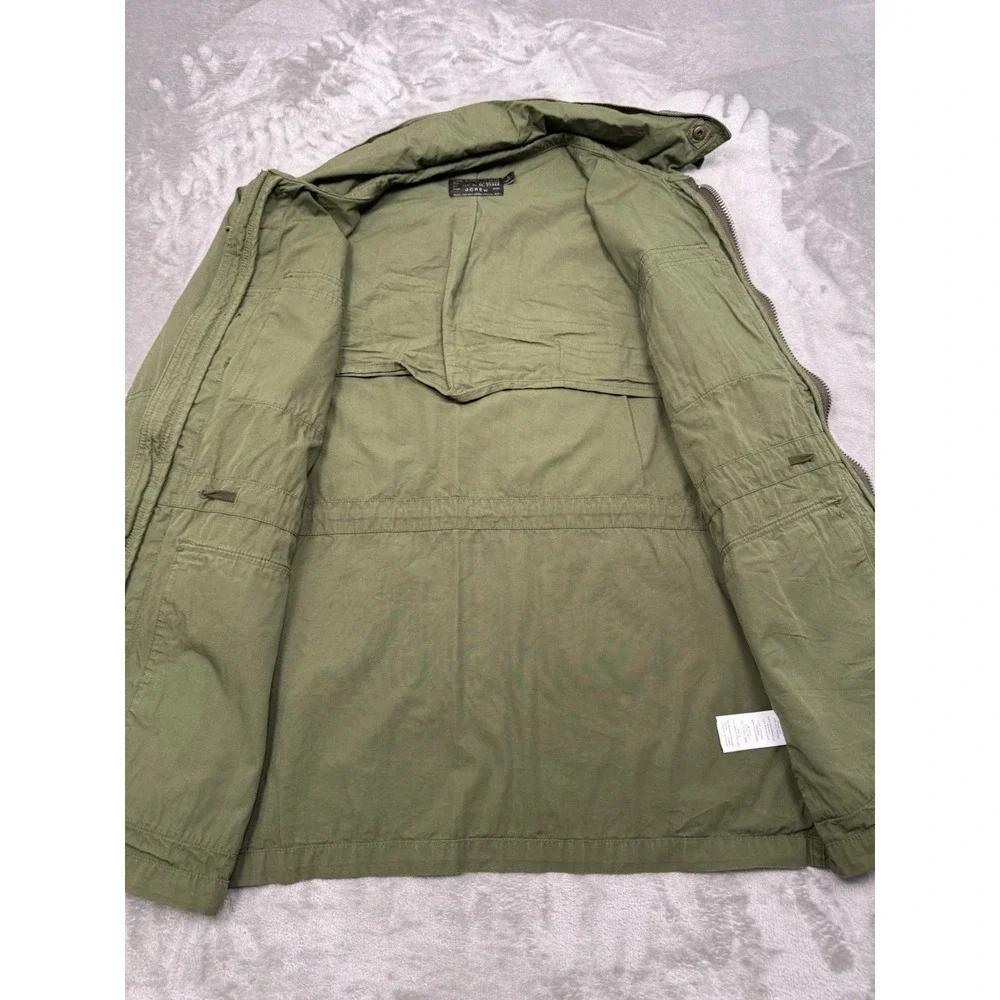 J Crew Military Field Jacket Mens Large Army Green Hooded Utility Coat NX-631